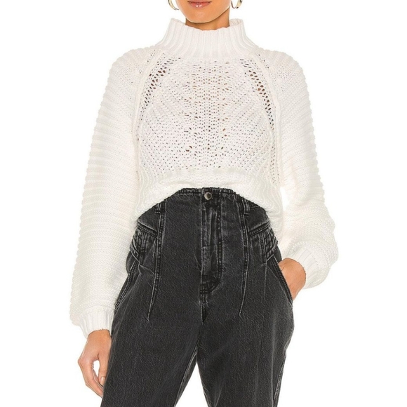 Free People Sweater Sweetheart Mock Neck Chunky Knit Ivory Sizes Sm Md & Lg NWT - Picture 2 of 12